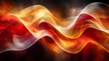 Obraz premium Abstract fiery waves flowing, red and gold colors.