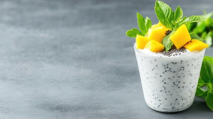Healthy Yogurt Parfait with Mango and Chia Seeds