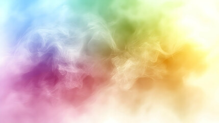 Colorful smoke swirls on a white background.