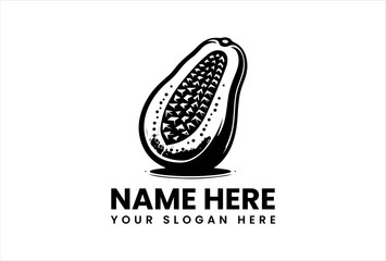 Detailed Sliced Papayas Silhouette. Classic Tropical Fruit Motif Vector Logo designs
