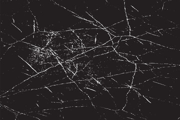 Scratched and Cracked Surface Grunge Texture Vector. Uneven Overlay. Distressed Grungy Effect. Vector Illustration.Black Isolated on White Background. EPS 10.
