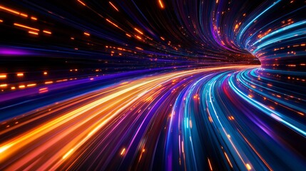 Obraz premium Vibrant Light Trails Creating a Futuristic Tunnel Effect