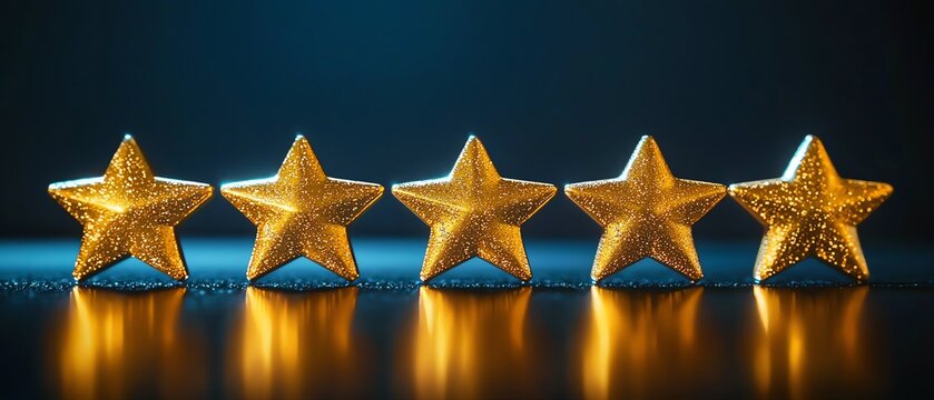 Five golden stars representing excellence and quality.