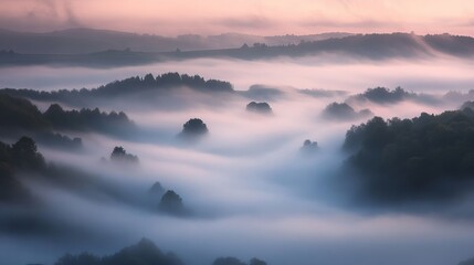 Obraz premium Misty Mountains: A Serene and Ethereal Natural Landscape