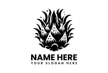 Monochrome Dragon Fruit Illustration. Minimalist Tropical Art