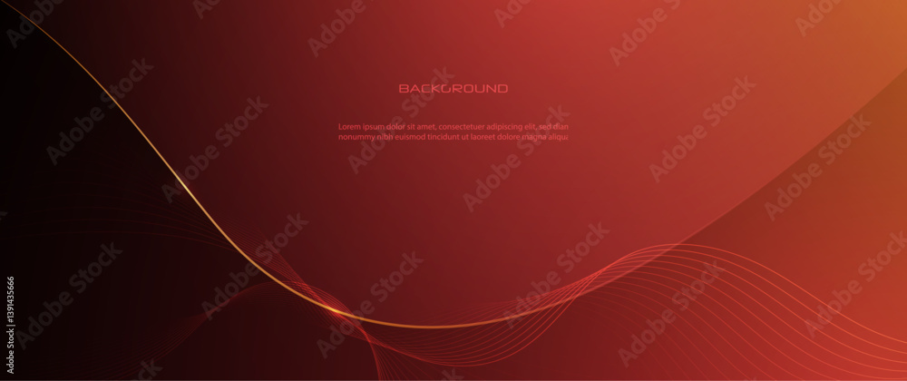 Poster vector abstract light gold effect, flow line, motion pattern and red gradient color for luxury wallp