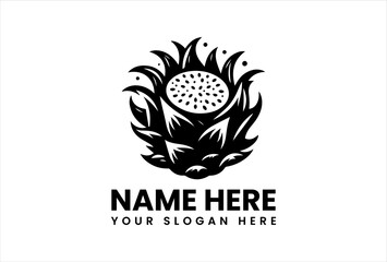 Detailed Dragon Fruit Silhouette. Classic Exotic Fruit Motif