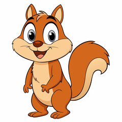 Curious Chipmunk Illustration with Bushy Tail: Detailed Wildlife Vector