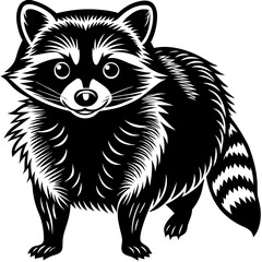 Raccoon Vector Illustration: Detailed Wildlife Art & Silhouette Design
