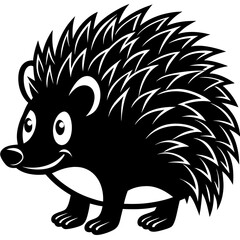 Cute black and white Porcupine Standing Vector Illustration: Adorable Furry Animal Design