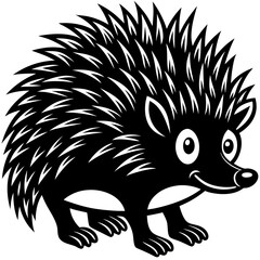 Cute black and white Porcupine Standing Vector Illustration: Adorable Furry Animal Design