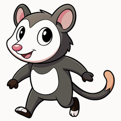 Walk Style Cute Possum Illustration: Adorable Vector Art & Animal Design