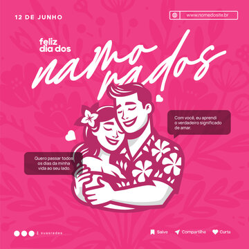 beautiful happy valentines day social media post template in brazilian portuguese