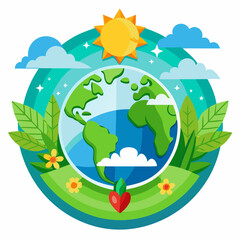 Naklejka premium Eco-friendly Earth Day vector graphic, perfect for printables and digital downloads.Eco-friendly Earth Day vector graphic, perfect for printables and digital downloads.