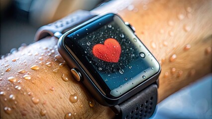 smartwatch close-up showing heart rate monitor