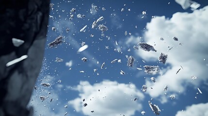 Gentle Falling Textures on a Cool Blue Background in High Resolution