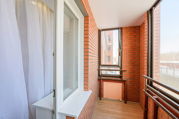 interior apartment room balcony overlooking the street, empty space without furniture