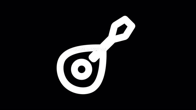 Icon mandolin is distorted. Glitch. Noise, chromatic aberration, geometric distortion. Transparent background, looped. In-Out looped. Alpha BW at the end