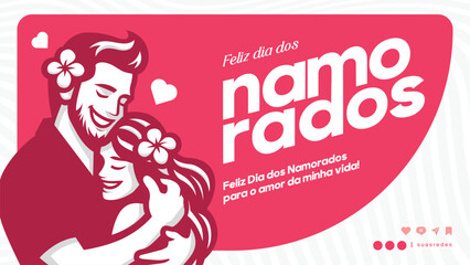 happy valentines day or feliz dia dos namordos simple elegance banner template