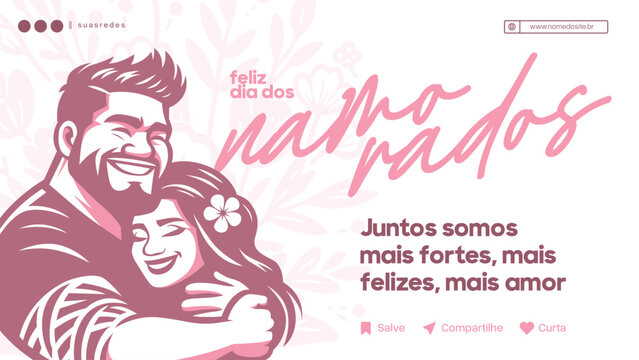 happy valentines day or feliz dia dos namordos web banner template