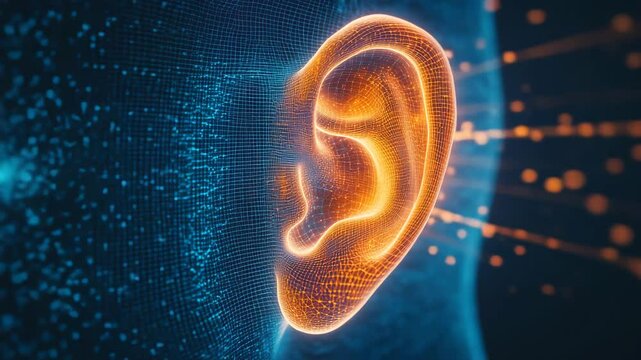 human ear 3d holographic technology animation