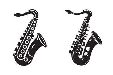 Saxophone Silhouette Illustration Jazz Musical Instrument Vector Design art
