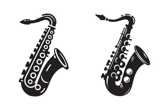 Saxophone Silhouette Illustration Jazz Musical Instrument Vector Design art