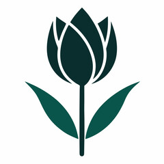 Tulip lsilhouette art on  white background