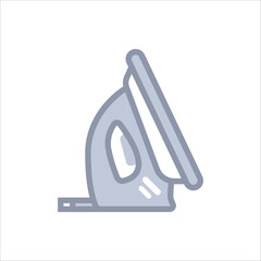 Clean greyscale icon of a steam iron, perfect for household or clothing content.