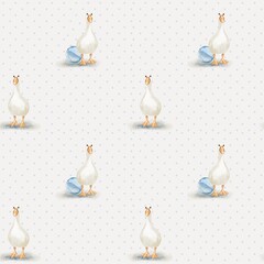 Playful watercolor geese pattern perfect for fabric and wallpaper design © Yuliia Kostenko