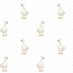 Unique geese pattern design for textiles and wrapping paper in seamless watercolor style