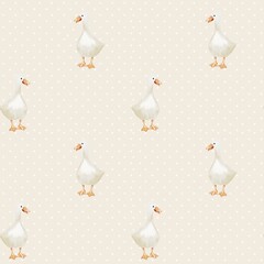 Geese pattern fabric design featuring playful watercolors on a soft background