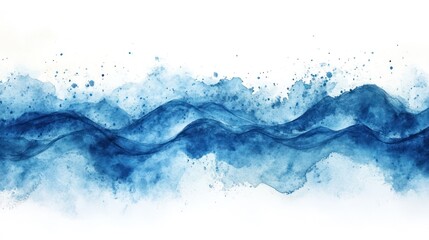Abstract blue watercolor wave landscape banner