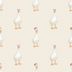 Charming watercolor geese pattern designed for seamless fabric and wallpaper applications