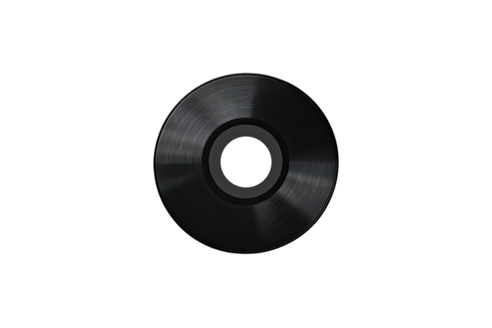 Black vinyl record, centered on a black background