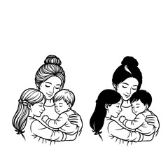 mothers day holding two kids