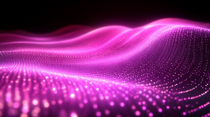 Abstract pink glowing wave particle background.