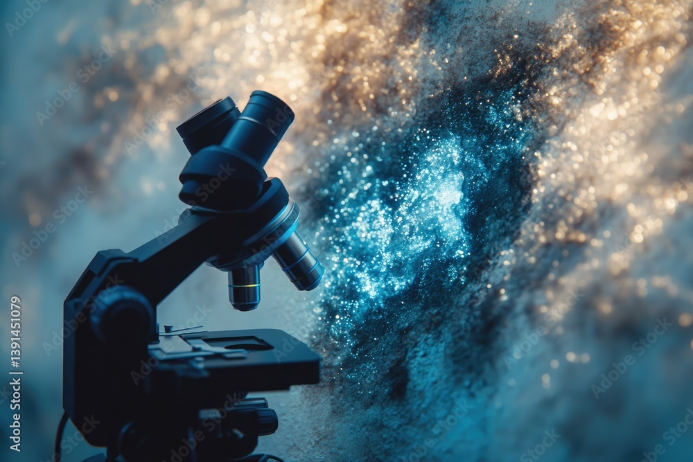 Aufkleber a microscope sits poised against a backdrop of sparkling, abstract light, evoking a sense of scienti