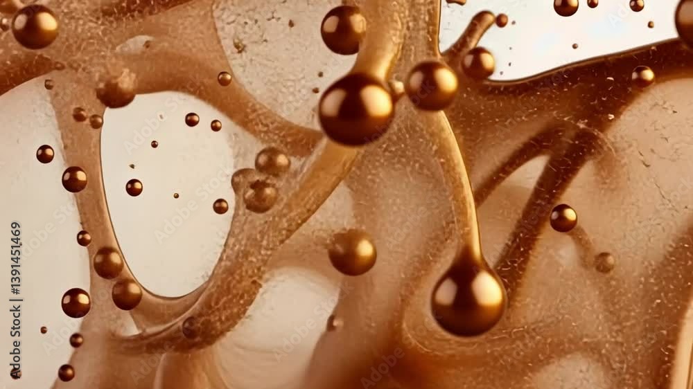 Poster elegant swirls of golden liquid abstract fluid dynamics with texture and movement, showcasing drople