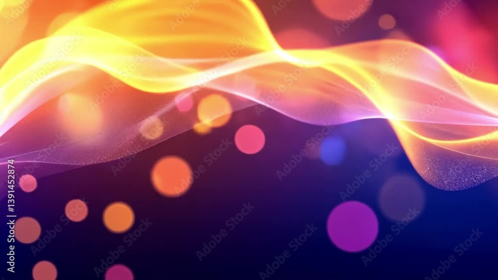 Poster colorful abstract waves of light dynamic background of purple and energy with soft bokeh texture in 