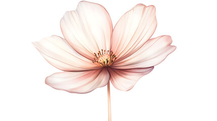 A flower with a white center and pink petals