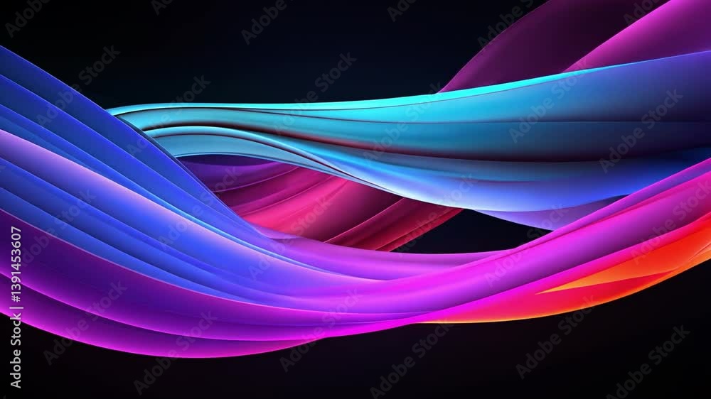 Poster abstract fluid wavy shapes: dynamic and vibrant abstract design composed of fluid, wavy forms in a s