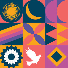 Sinhala And Tamil New Year Vector. Modern Geometric Pattern. Elements for Textile and Wallpaper Design. Print for clothes, poster, sticker, banner. Vector elements.