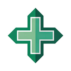 Obraz premium Abstract green cross symbol in a circle.