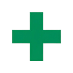 Obraz premium Green cross in a white circle. Medical symbol.