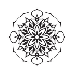Fototapeta premium Hand-Drawn Floral Mandala Sketch – Intricate Pencil Art Design for Coloring & Tattoo Inspiration