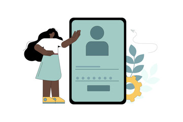 Password confirmation. Personal identification. Verification. Personal data protection.eps