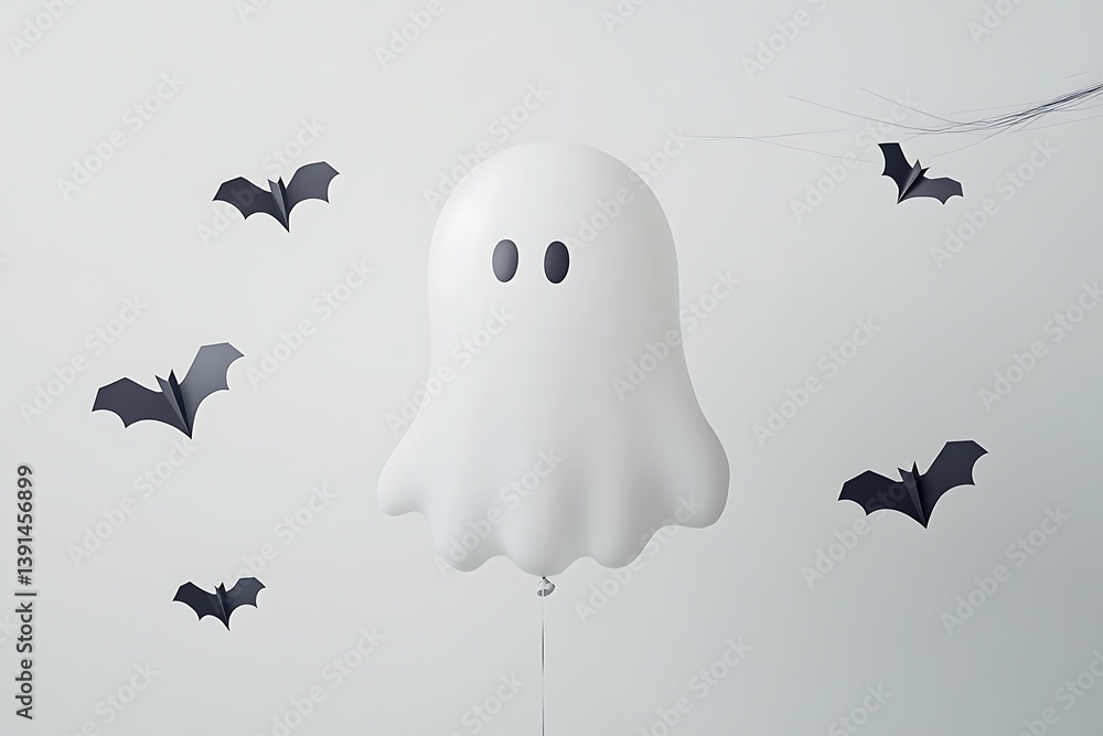 Poster a ghostly balloon, floating eerily in midair without a string.