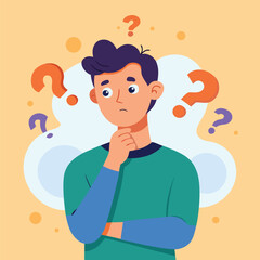 a boy is thinking vector