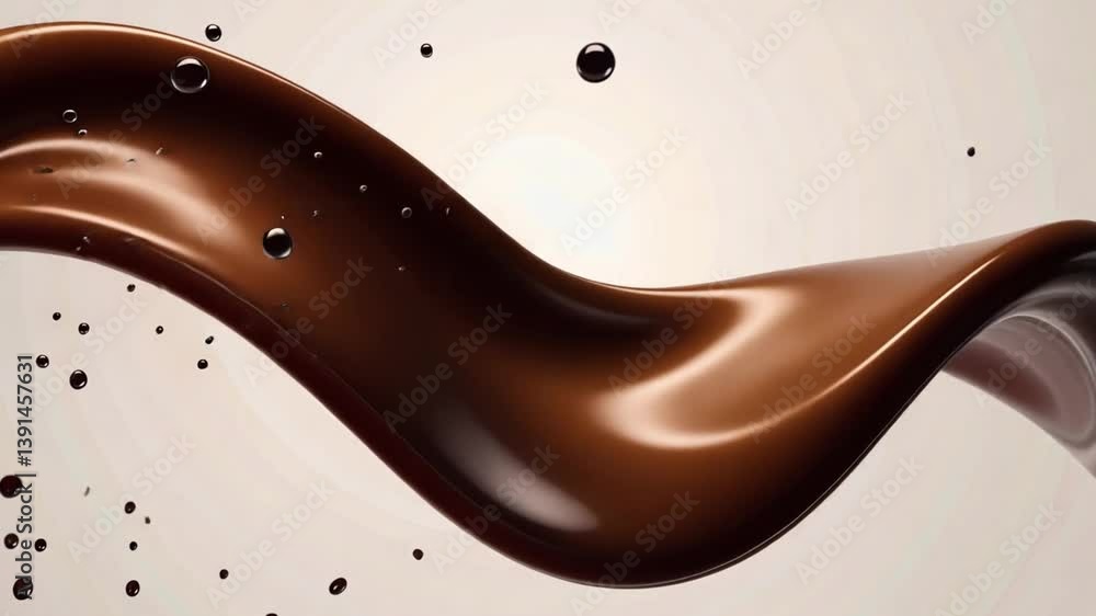 Poster indulge in luxury of smooth chocolate glossy wave of liquid texture with droplets creating enticing 
